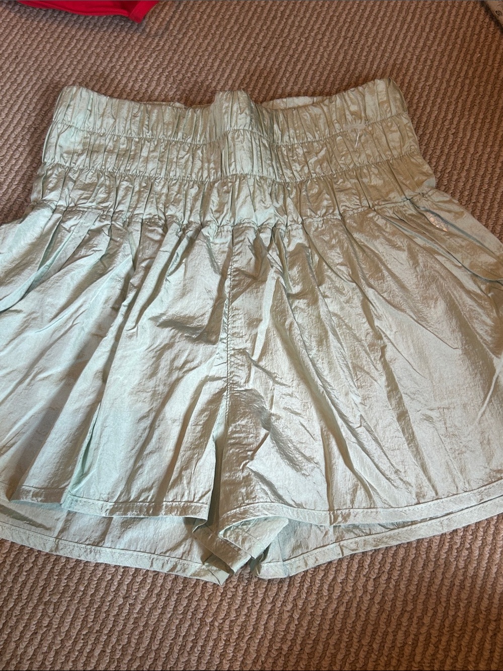 Free people movement the way home High-Waist Smocked Light Mint Shorts medium